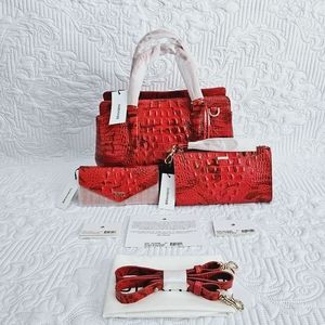 NWT Brahmin RED FLARE Small Finley, Veronica, & Daisy 3 Piece Set